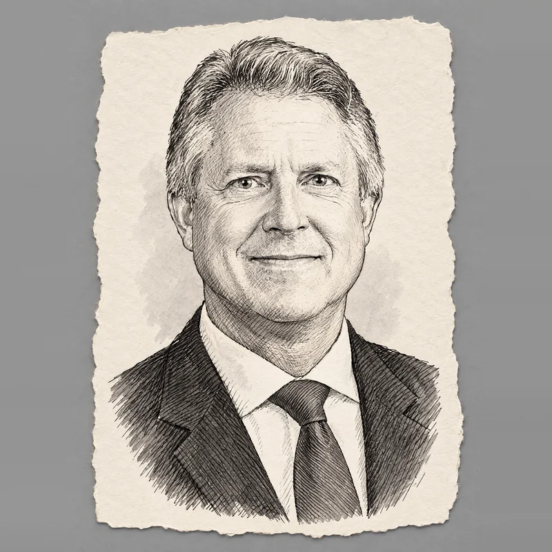 Ink drawing of Roger Marshall