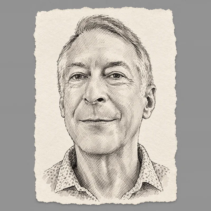 Ink drawing of Ted Brown