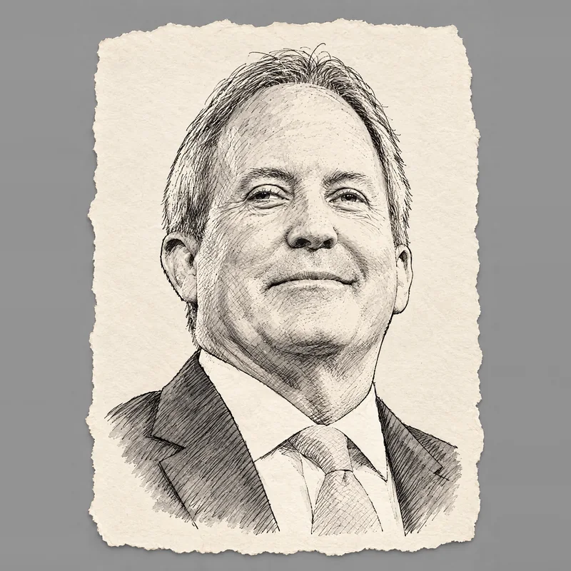 Ink drawing of Ken Paxton