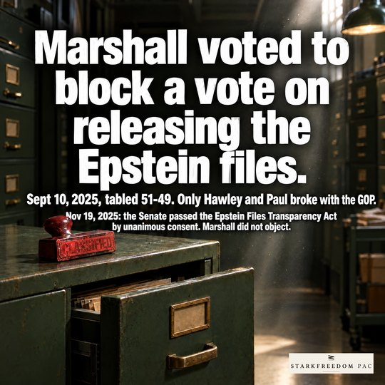 Marshall voted to block a vote on releasing the Epstein files.