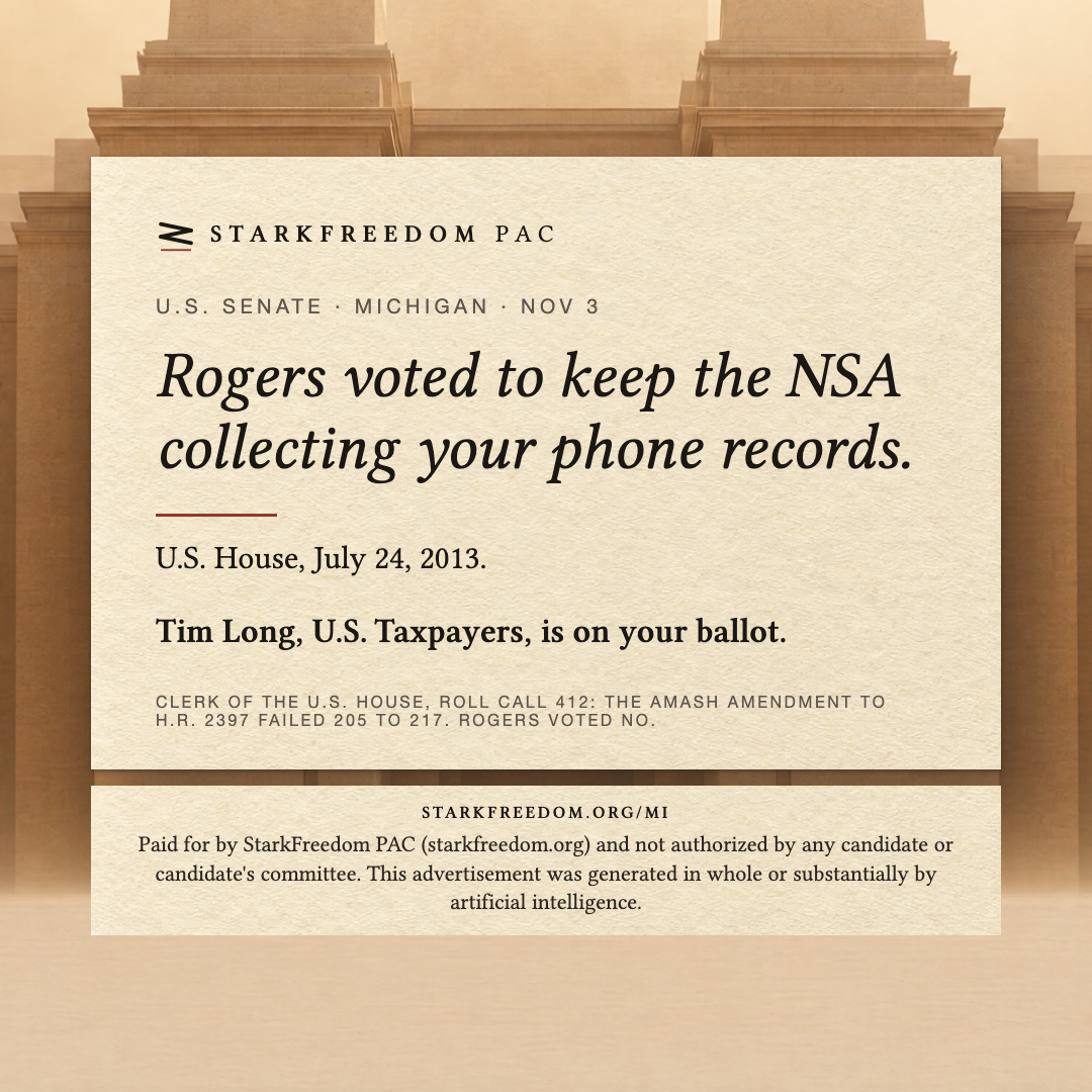 Rogers voted to keep the NSA collecting your phone records.