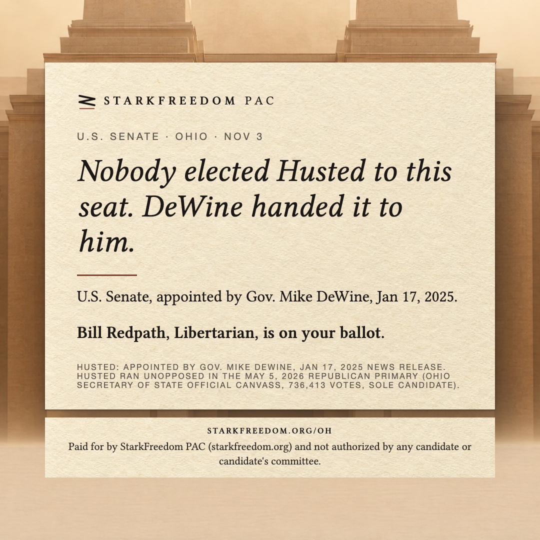 Nobody elected Husted to this seat. DeWine handed it to him.