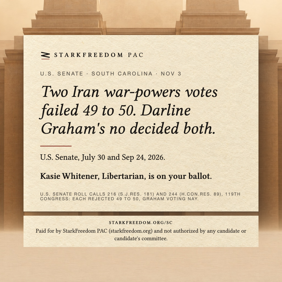 Two Iran war-powers votes failed 49 to 50. Darline Graham's no decided both.